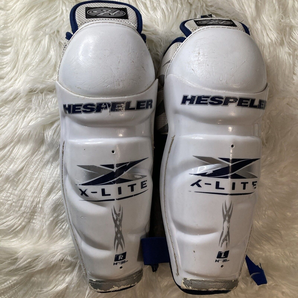 Hespeler Hockey Knee-Shin Guards Knee Pads X-lite 14 “ Inch Left Right White
